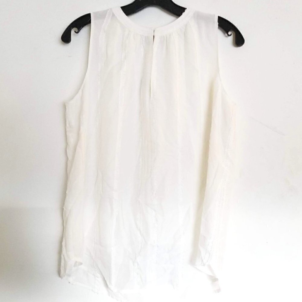 NEW LOFT Raw Edge Ribbon Stripes Sleeveless Lace Top Blouse Size Small